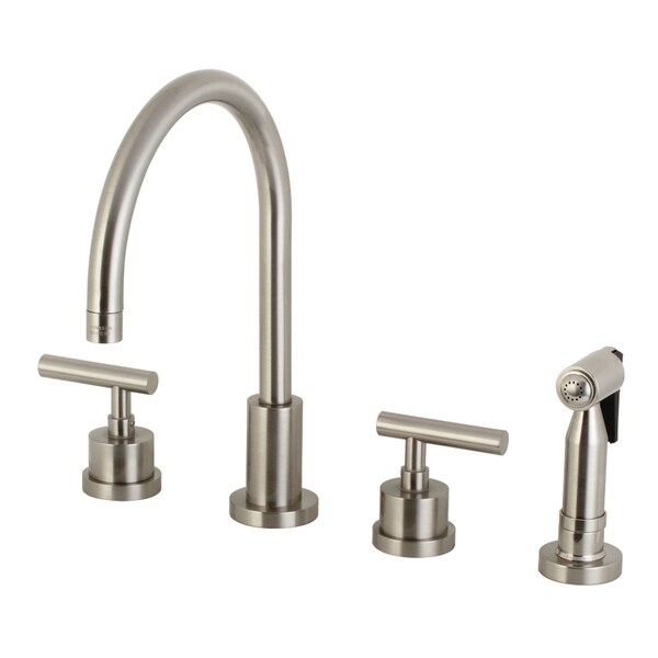 Manhattan 8" Widespread Kitchen Faucet W/ Brass Sprayer, Nickel